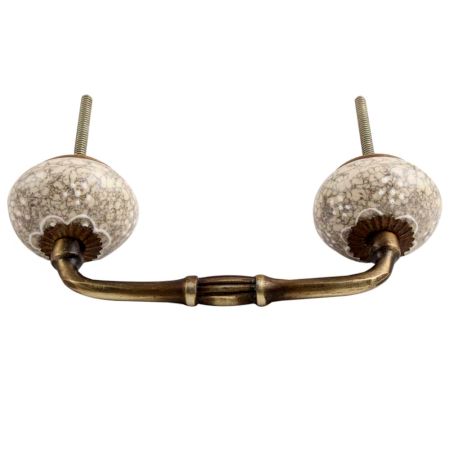 White Flower Crackle Ceramic Bridge Handle